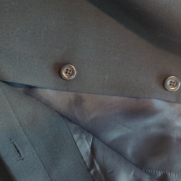 Black 100% wool Quiet Luxury sleek minimalist career hidden button blazer sz 16 - Picture 5 of 8